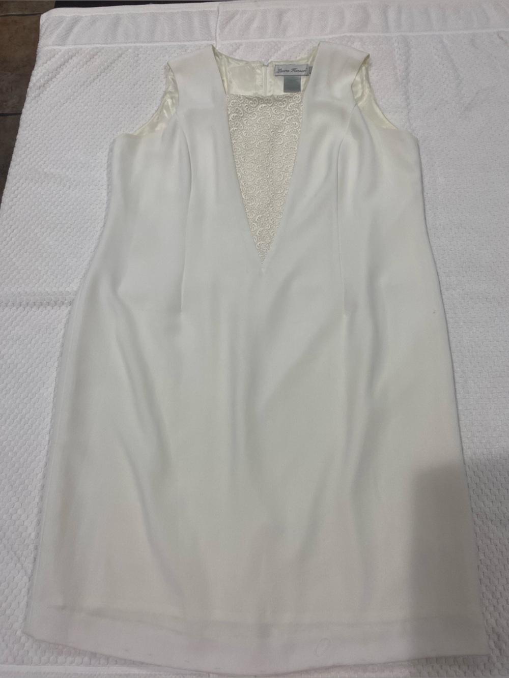 Ivory Satin-Trim Dress with Open Front Jacket Suit - Picture 4 of 16